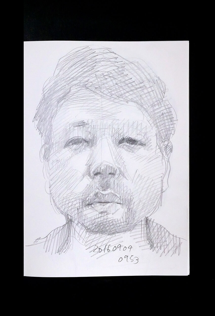 Contemporary artist SHINTAKU Tomoni's 2016/9/4 Self-portrait or pencil drawing