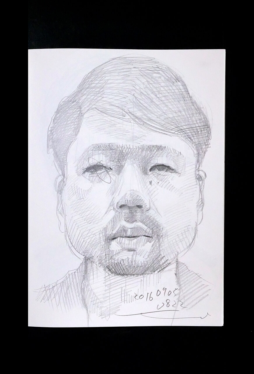 Contemporary artist SHINTAKU Tomoni's 2016/9/5 Self-portrait or pencil drawing
