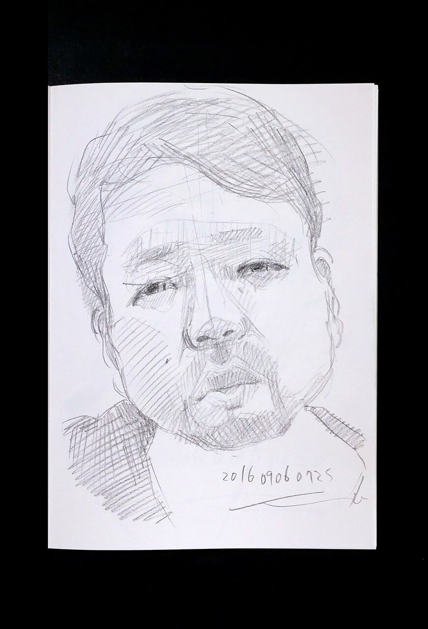 Contemporary artist SHINTAKU Tomoni's 2016/9/6 Self-portrait or pencil drawing