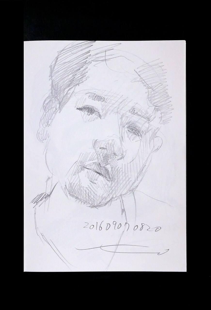 Contemporary artist SHINTAKU Tomoni's 2016/9/7 Self-portrait or pencil drawing