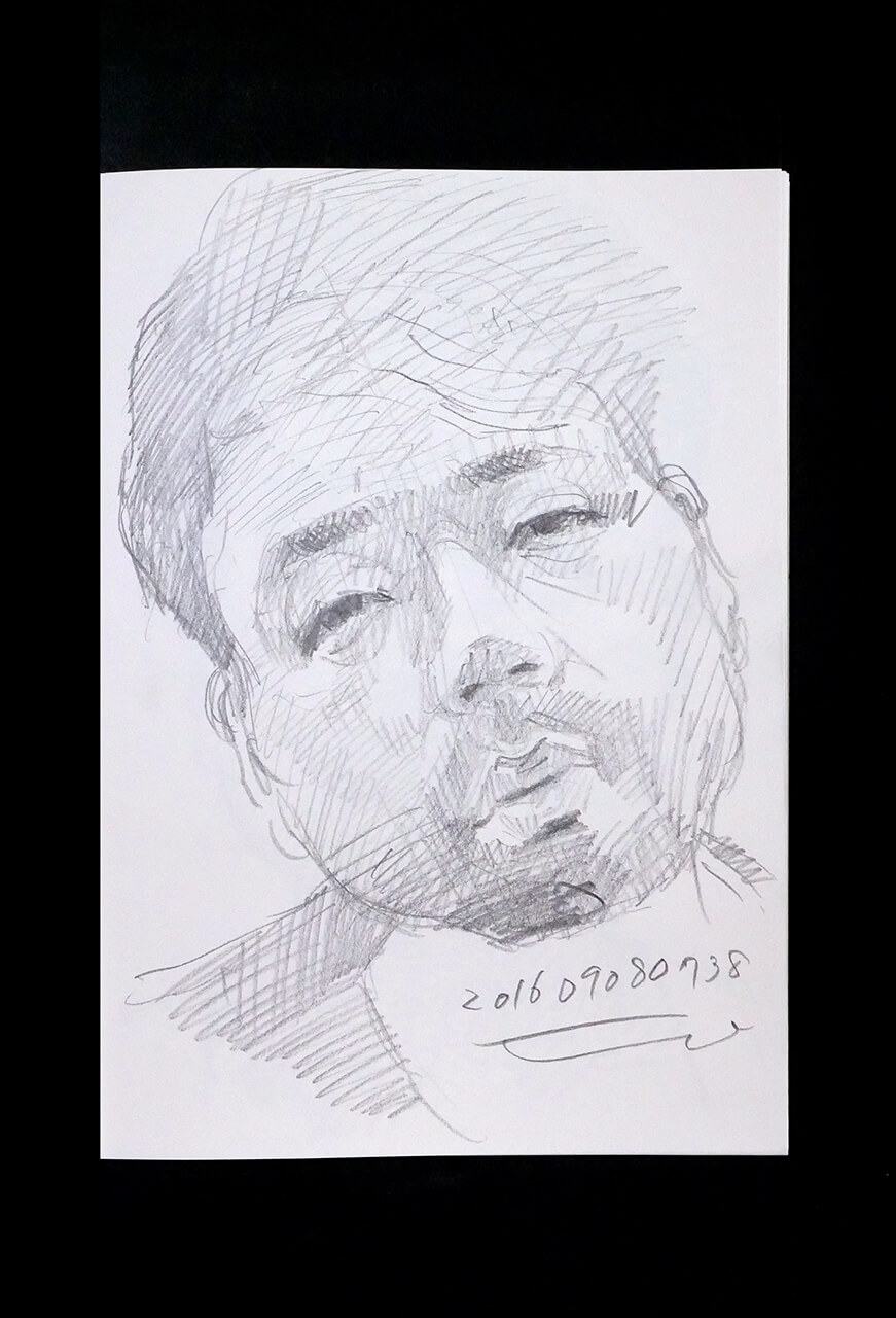 Contemporary artist SHINTAKU Tomoni's 2016/9/8 Self-portrait or pencil drawing