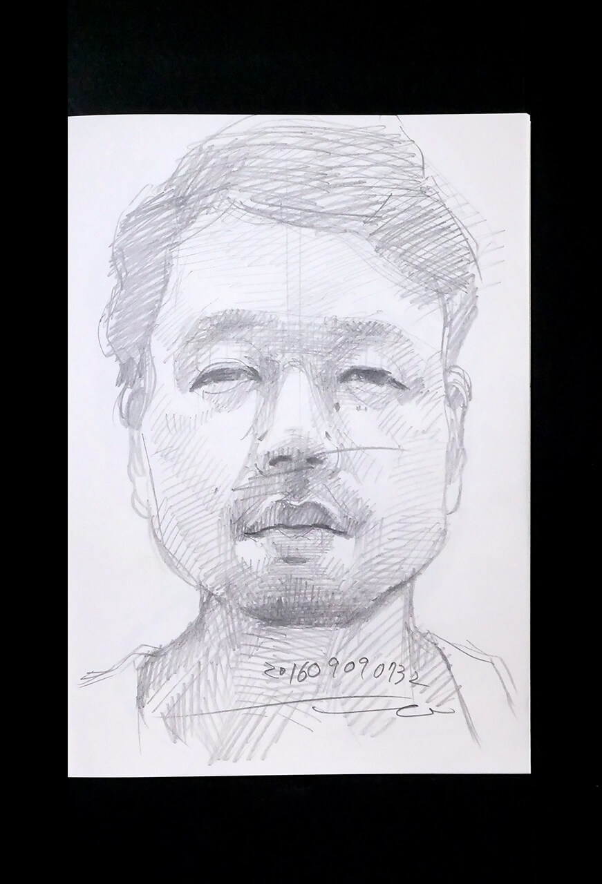 Contemporary artist SHINTAKU Tomoni's 2016/9/9 Self-portrait or pencil drawing