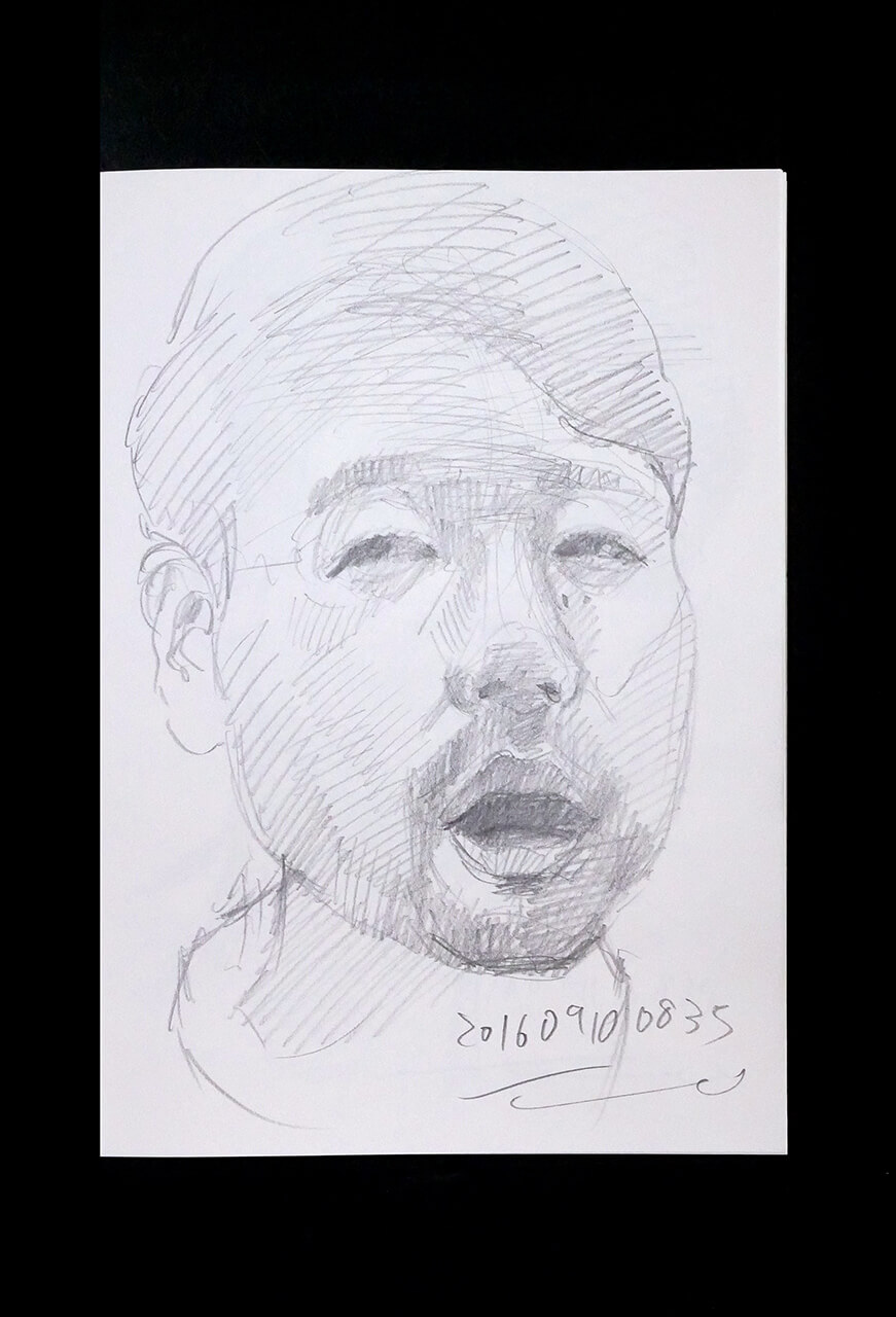 Contemporary artist SHINTAKU Tomoni's 2016/9/10 Self-portrait or pencil drawing