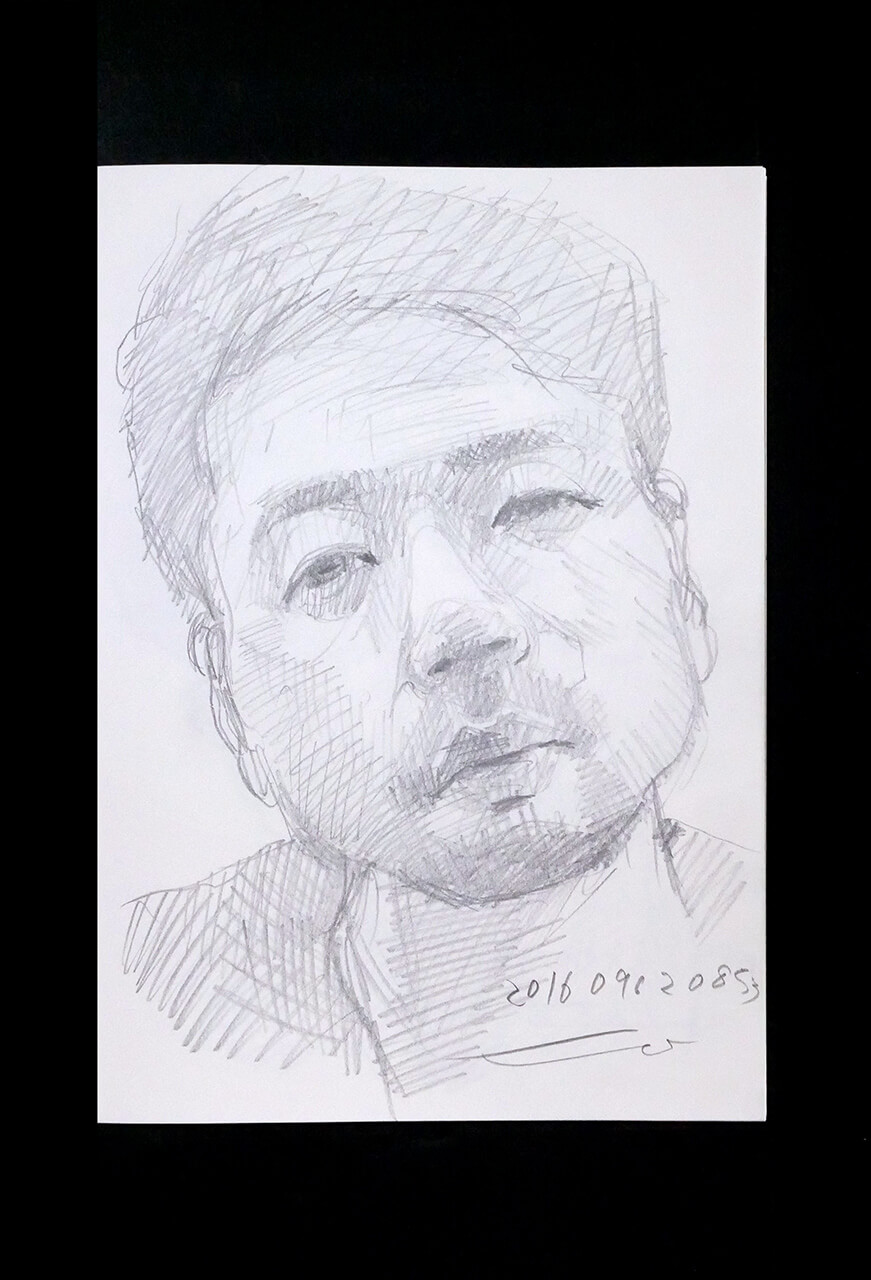 Contemporary artist SHINTAKU Tomoni's 2016/9/12 Self-portrait or pencil drawing