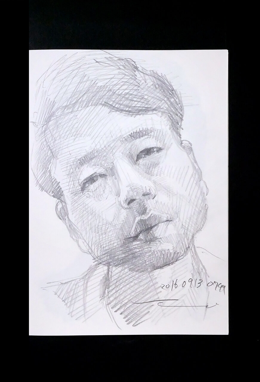 Contemporary artist SHINTAKU Tomoni's 2016/9/13 Self-portrait or pencil drawing