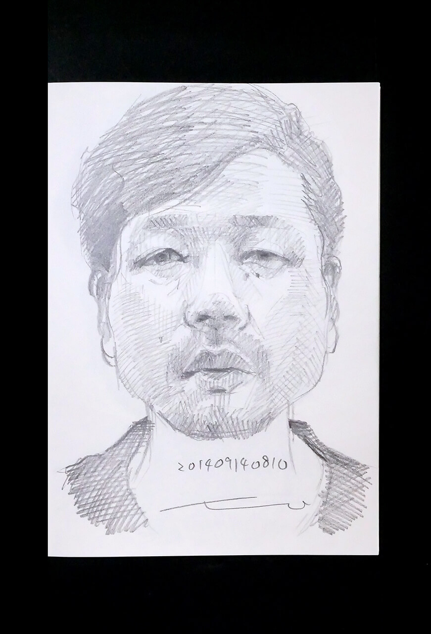 Contemporary artist SHINTAKU Tomoni's 2016/9/14 Self-portrait or pencil drawing