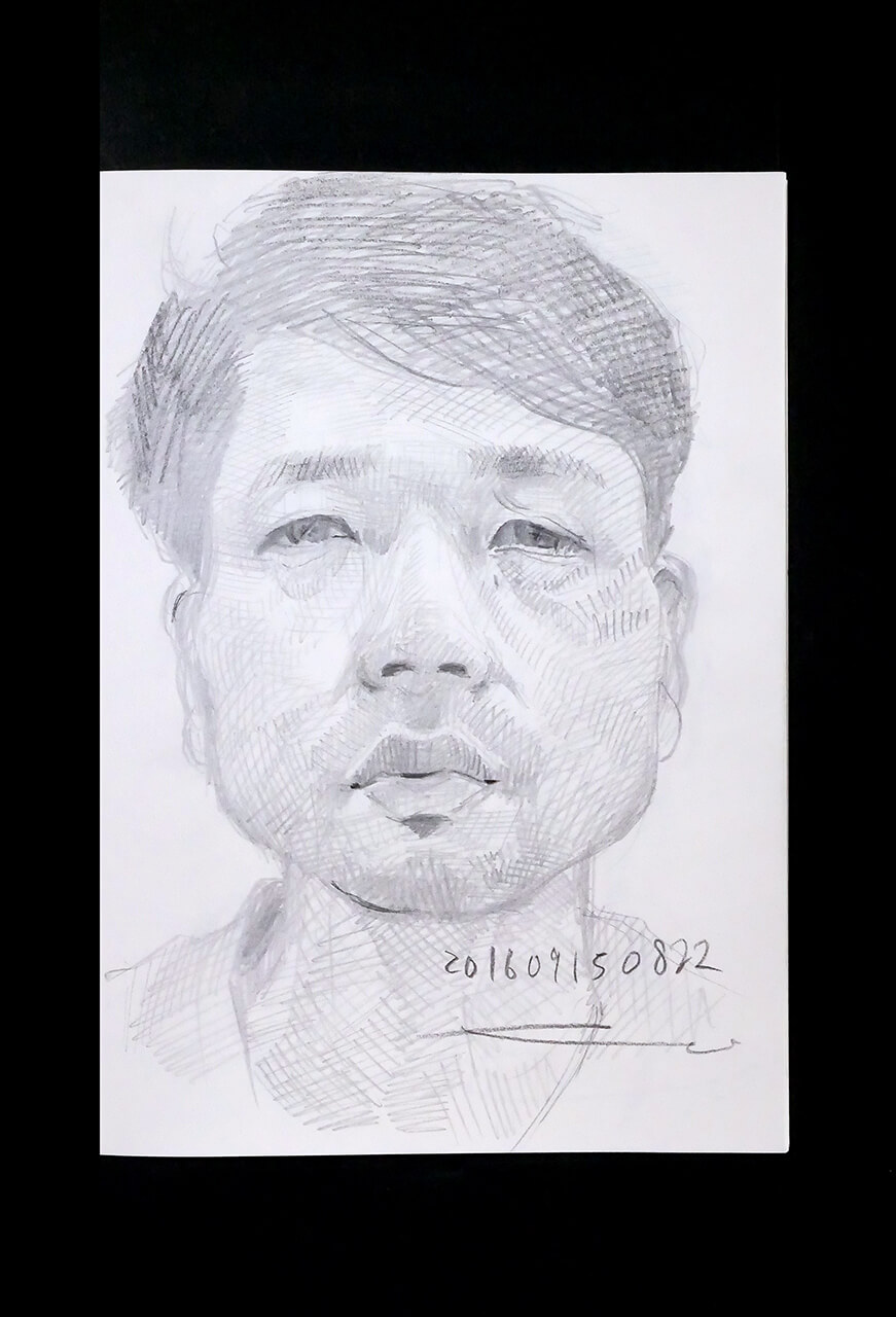 Contemporary artist SHINTAKU Tomoni's 2016/9/15 Self-portrait or pencil drawing