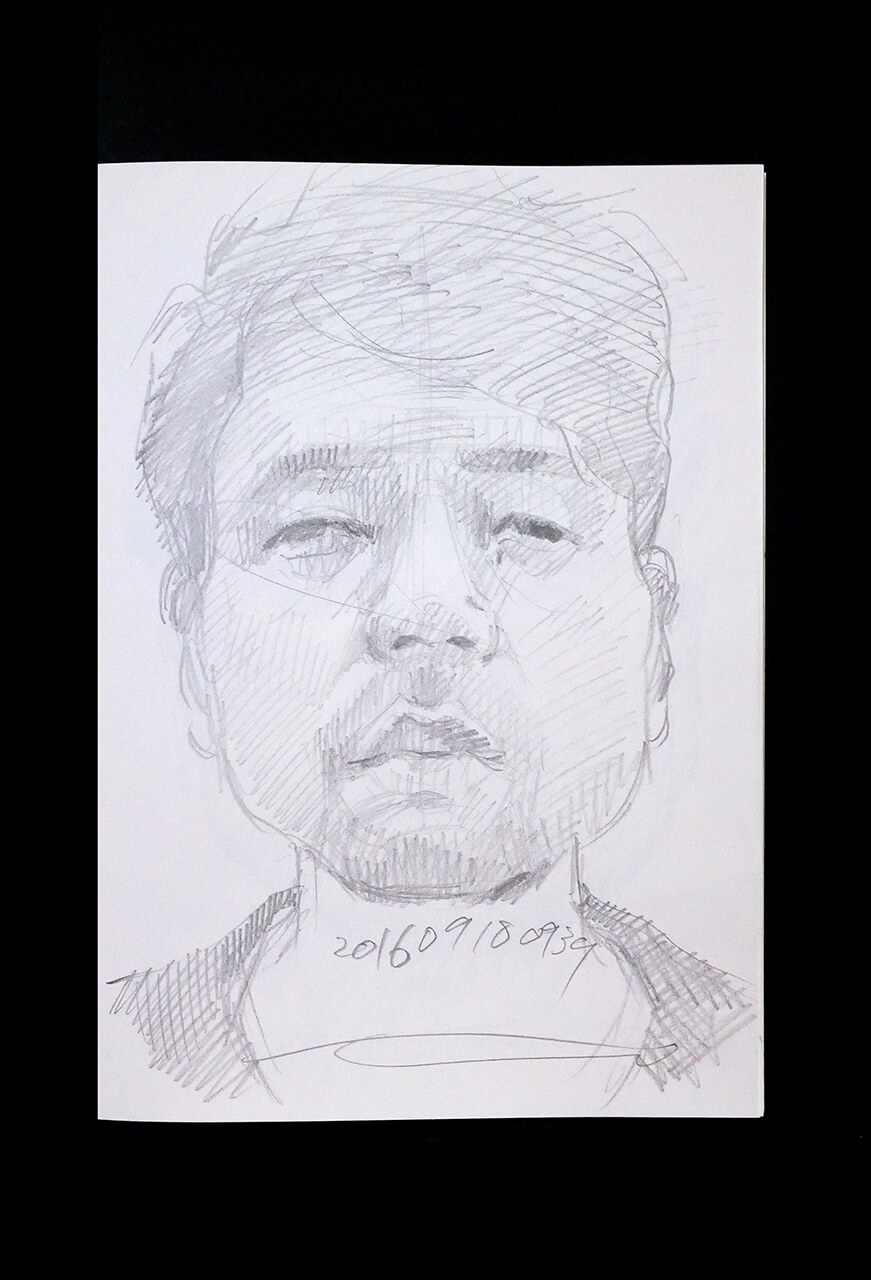 Contemporary artist SHINTAKU Tomoni's 2016/9/18 Self-portrait or pencil drawing