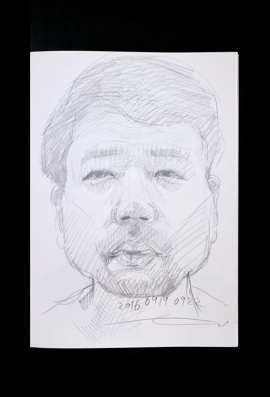 Contemporary artist SHINTAKU Tomoni's 2016/9/19 Self-portrait or pencil drawing