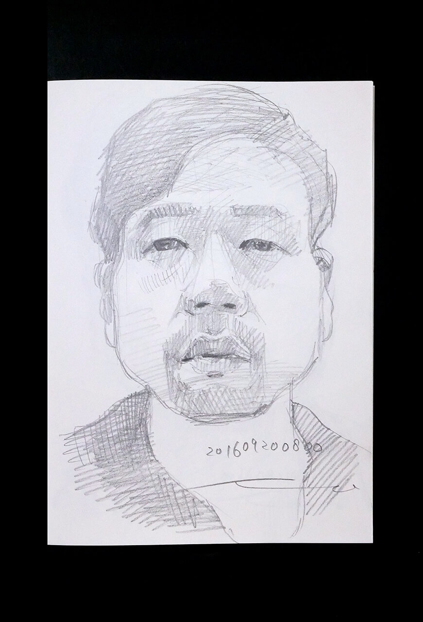 Contemporary artist SHINTAKU Tomoni's 2016/9/20 Self-portrait or pencil drawing