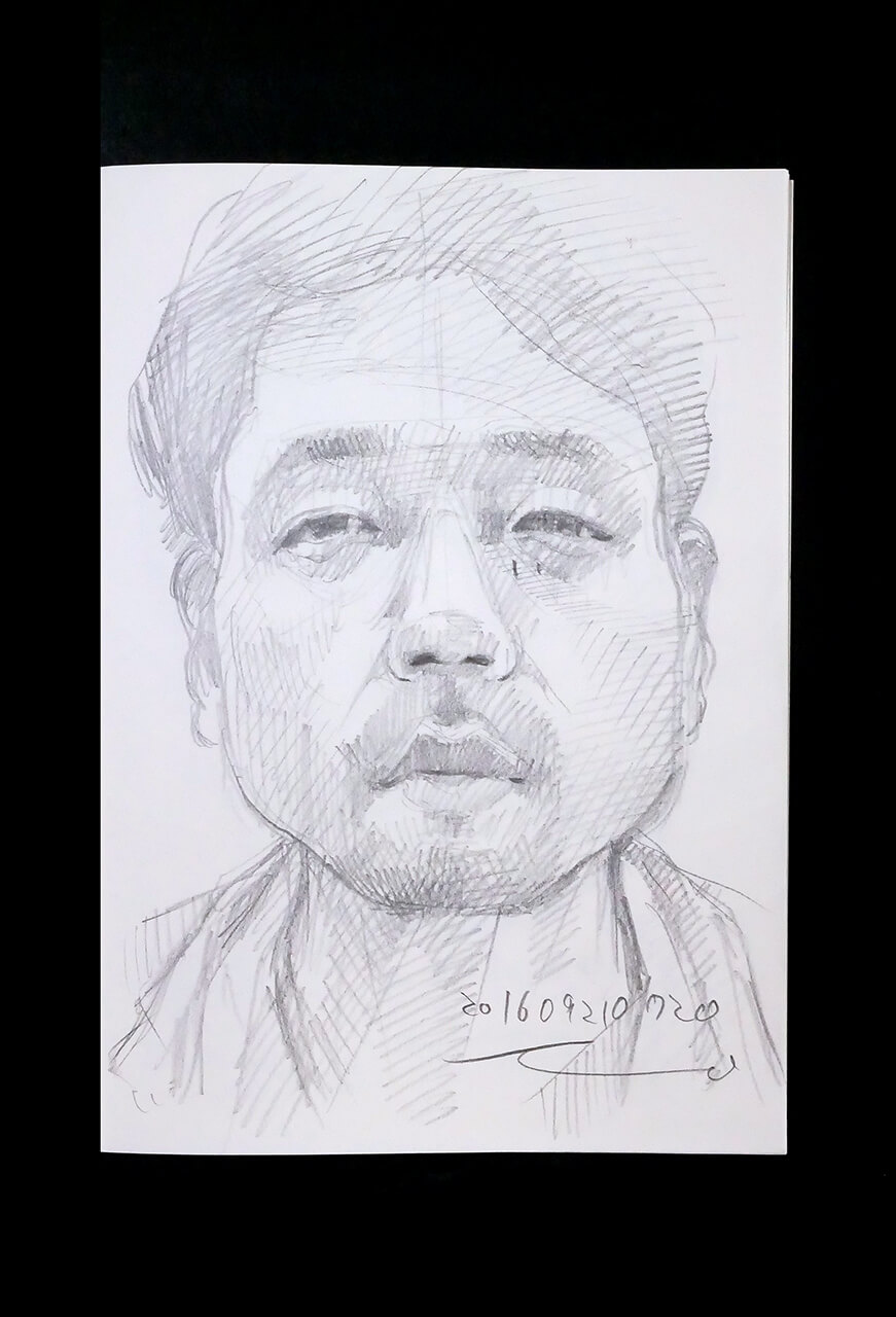 Contemporary artist SHINTAKU Tomoni's 2016/9/21 Self-portrait or pencil drawing