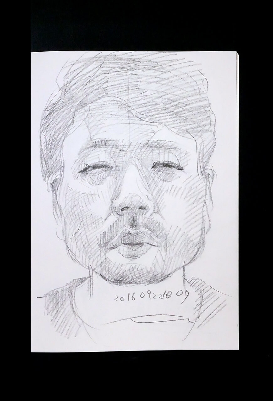 Contemporary artist SHINTAKU Tomoni's 2016/9/22 Self-portrait or pencil drawing