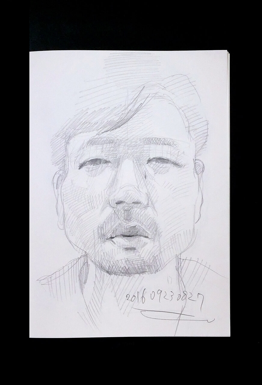 Contemporary artist SHINTAKU Tomoni's 2016/9/23 Self-portrait or pencil drawing