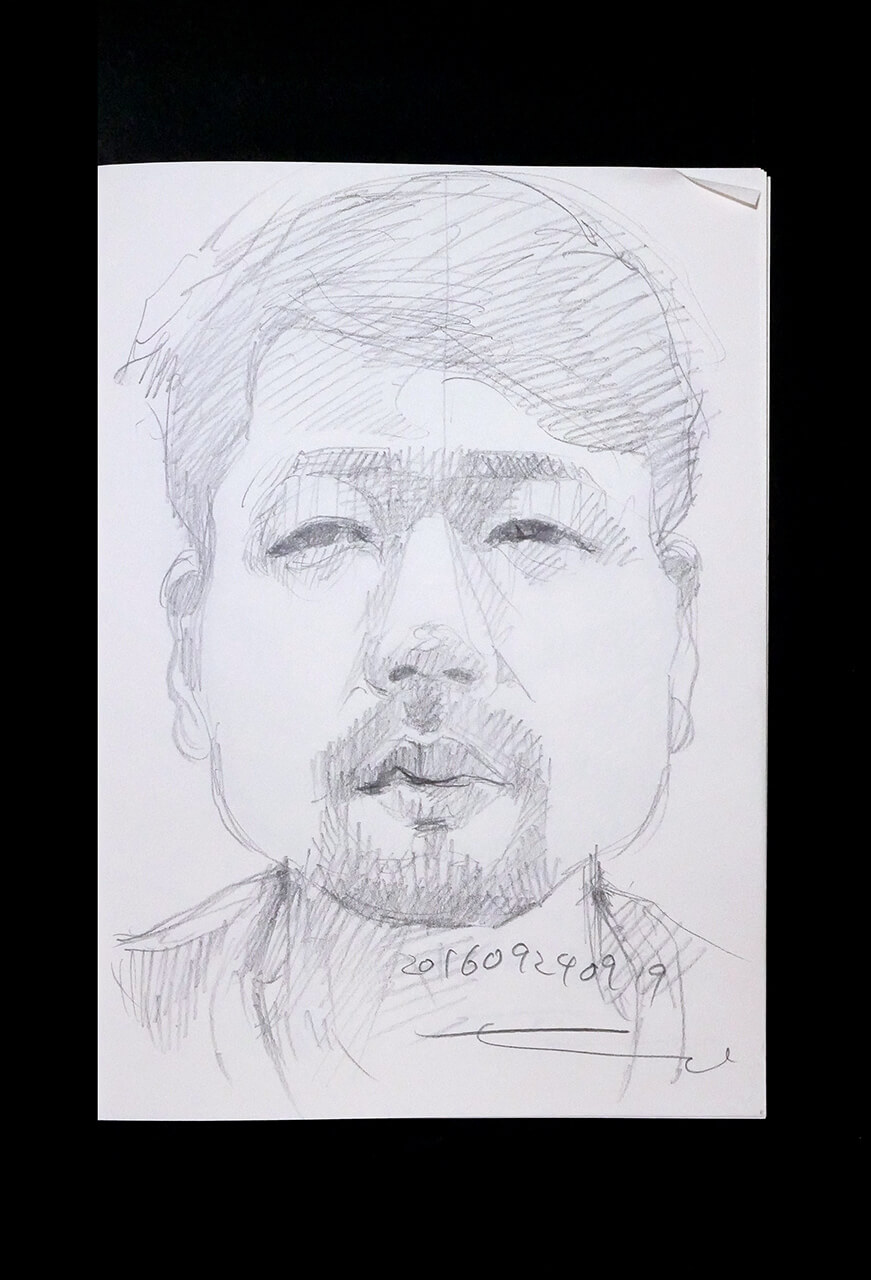 Contemporary artist SHINTAKU Tomoni's 2016/9/24 Self-portrait or pencil drawing