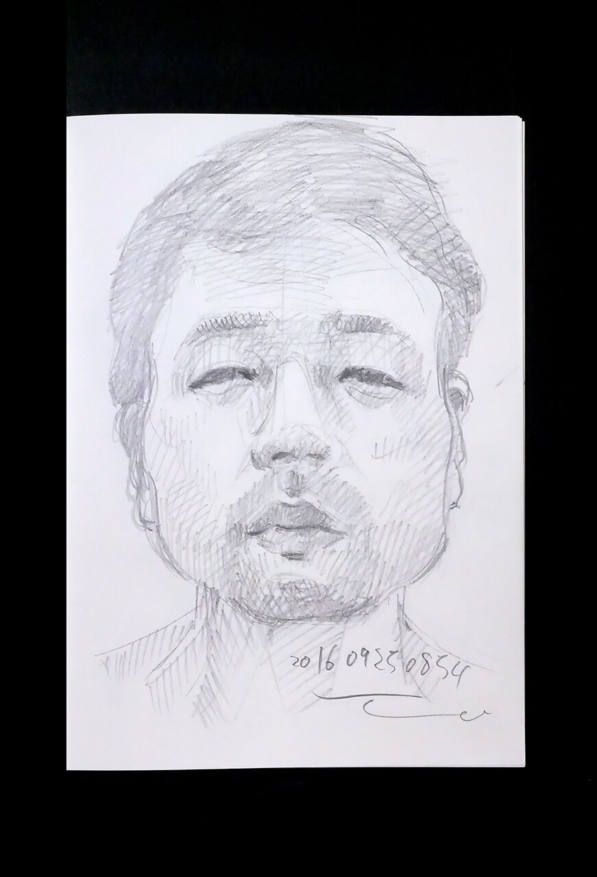 Contemporary artist SHINTAKU Tomoni's 2016/9/25 Self-portrait or pencil drawing