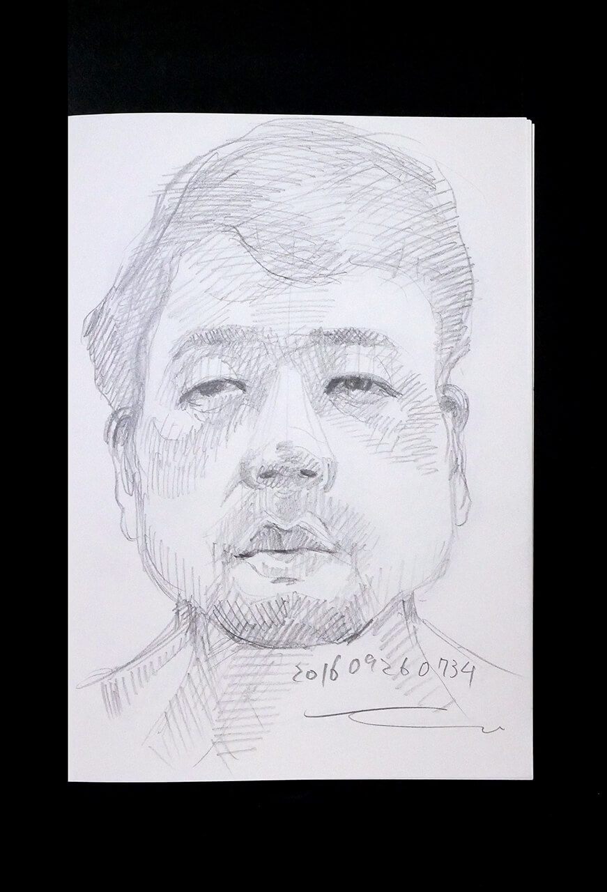 Contemporary artist SHINTAKU Tomoni's 2016/9/26 Self-portrait or pencil drawing
