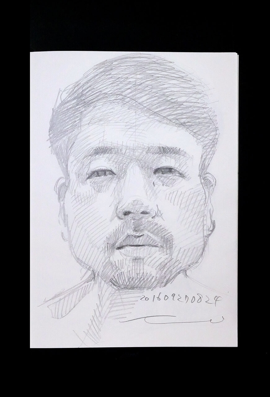 Contemporary artist SHINTAKU Tomoni's 2016/9/27 Self-portrait or pencil drawing