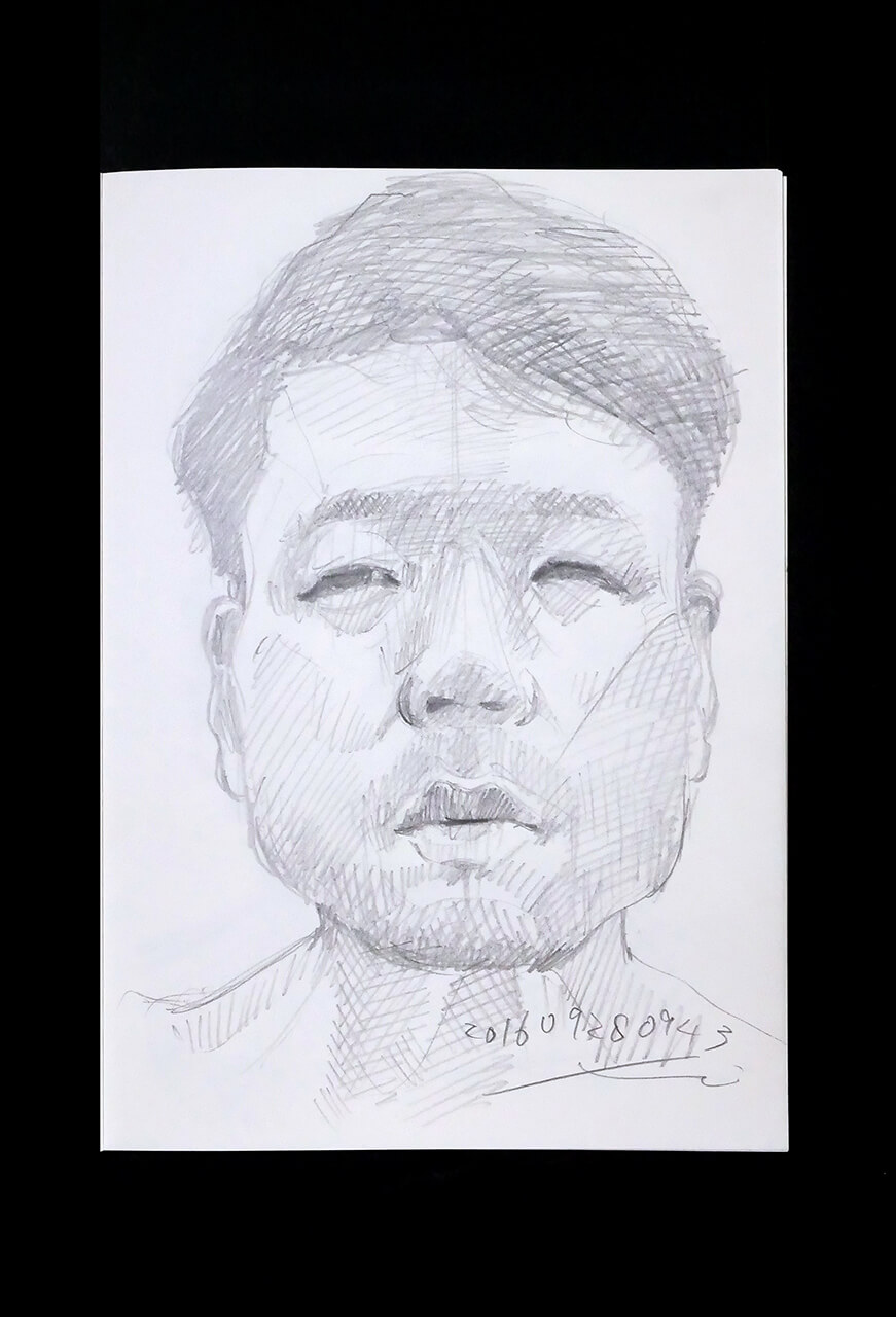 Contemporary artist SHINTAKU Tomoni's 2016/9/28 Self-portrait or pencil drawing