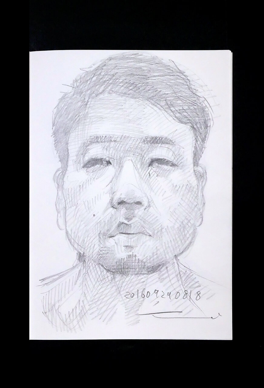 Contemporary artist SHINTAKU Tomoni's 2016/9/29 Self-portrait or pencil drawing