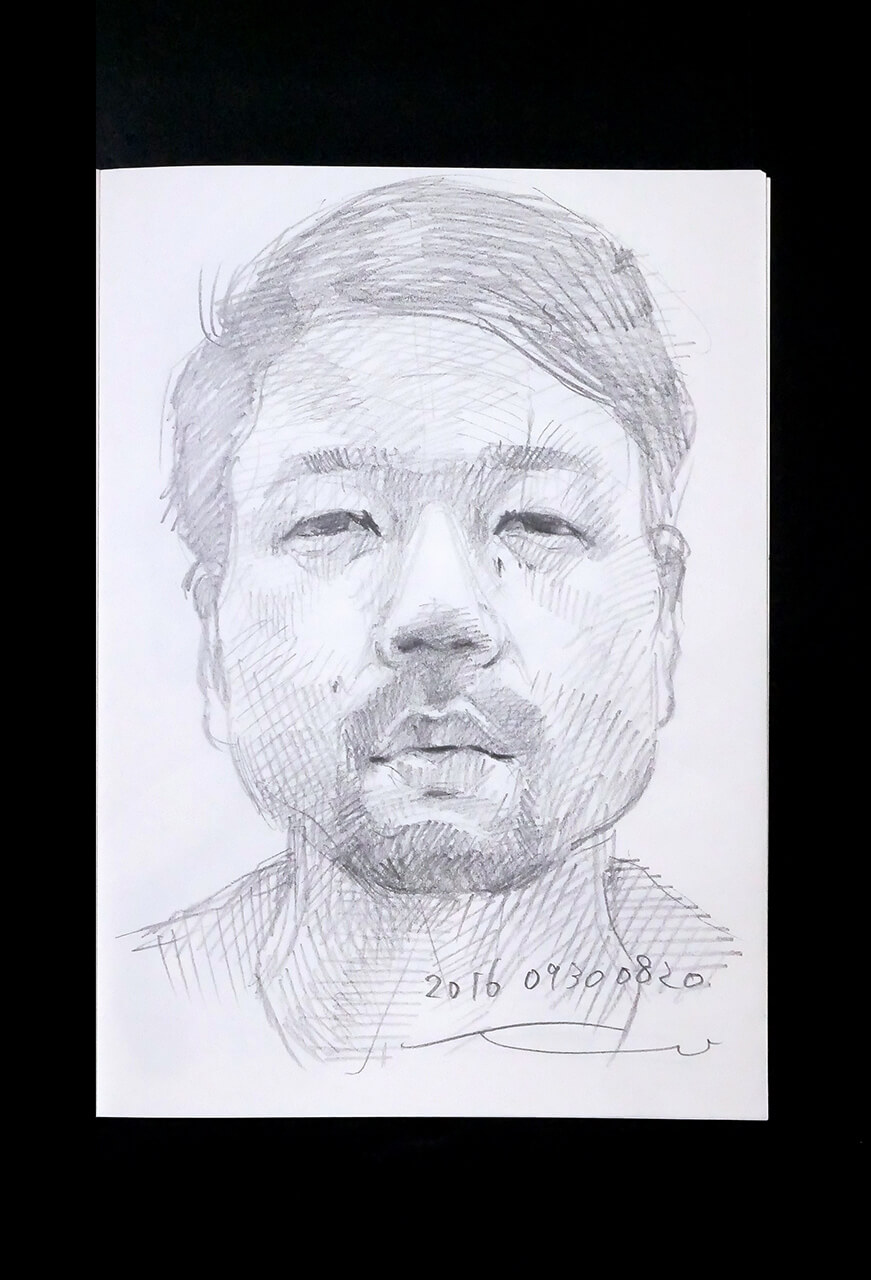 Contemporary artist SHINTAKU Tomoni's 2016/9/30 Self-portrait or pencil drawing