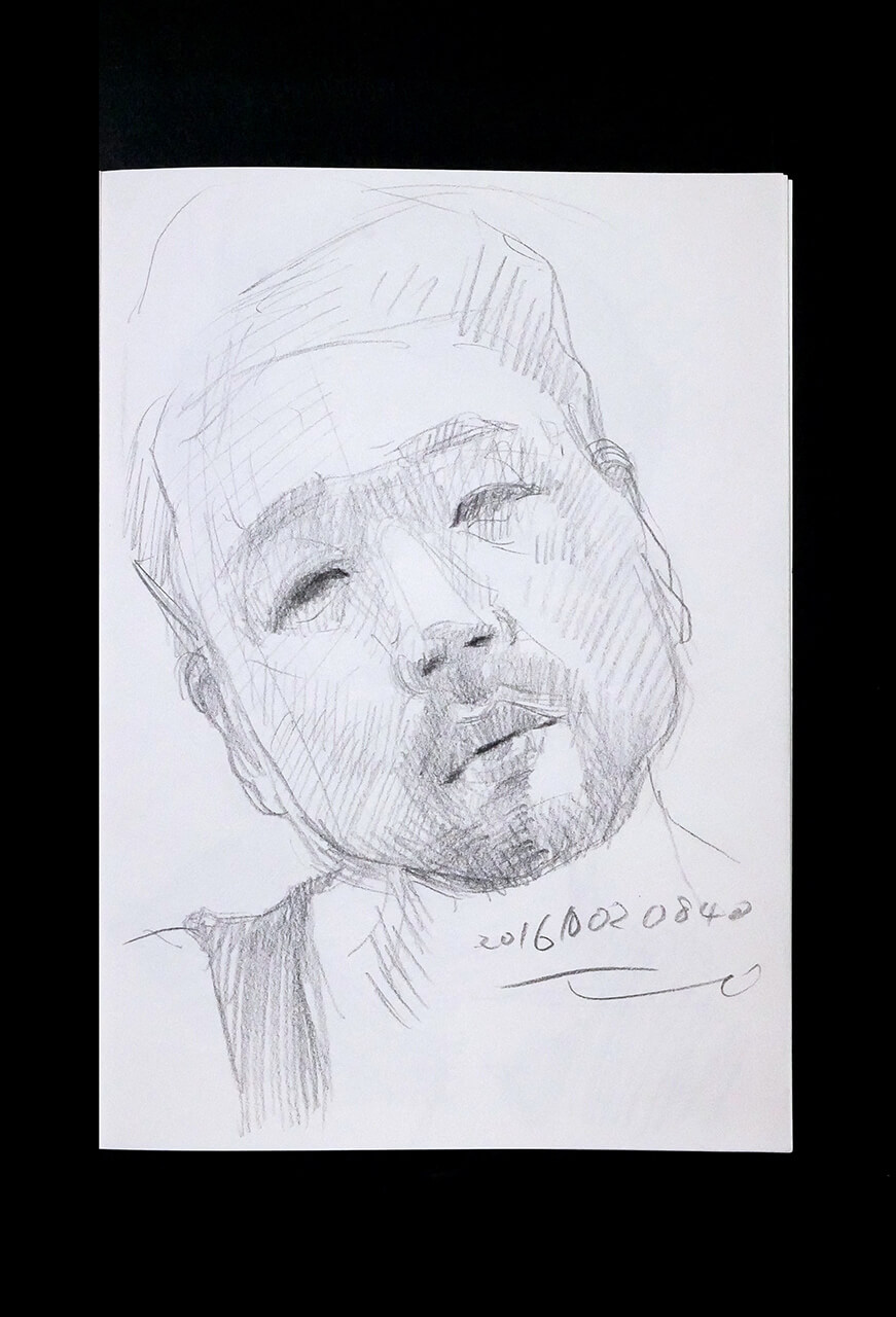 Contemporary artist SHINTAKU Tomoni's 2016/10/2 Self-portrait or pencil drawing