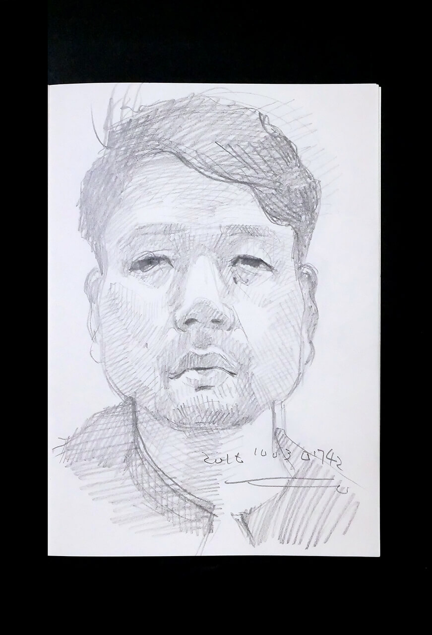 Contemporary artist SHINTAKU Tomoni's 2016/10/3 Self-portrait or pencil drawing