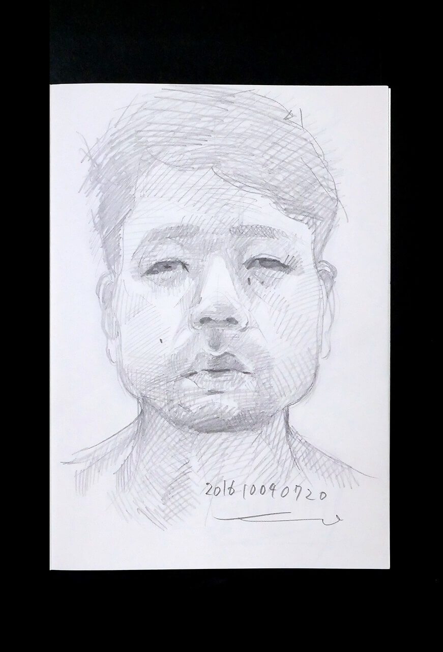 Contemporary artist SHINTAKU Tomoni's 2016/10/4 Self-portrait or pencil drawing