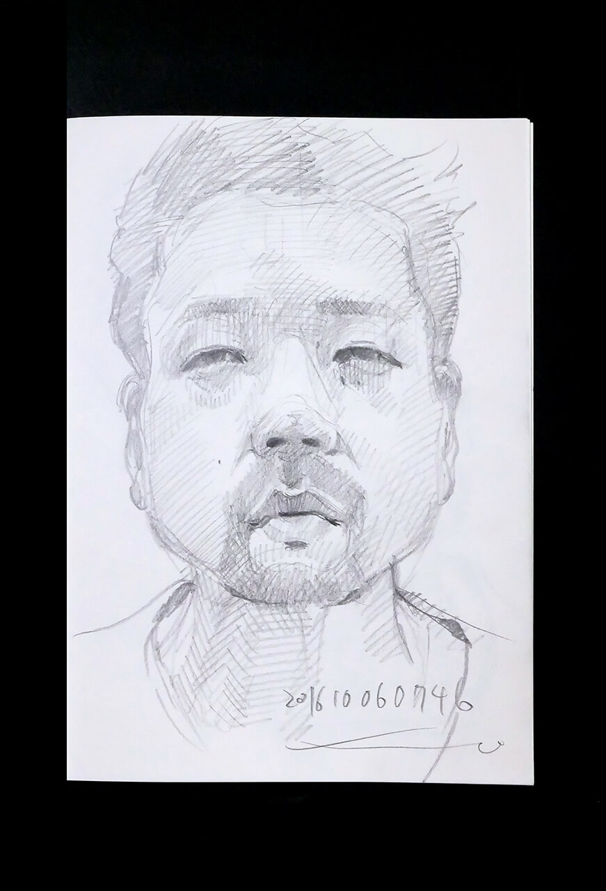 Contemporary artist SHINTAKU Tomoni's 2016/10/6 Self-portrait or pencil drawing