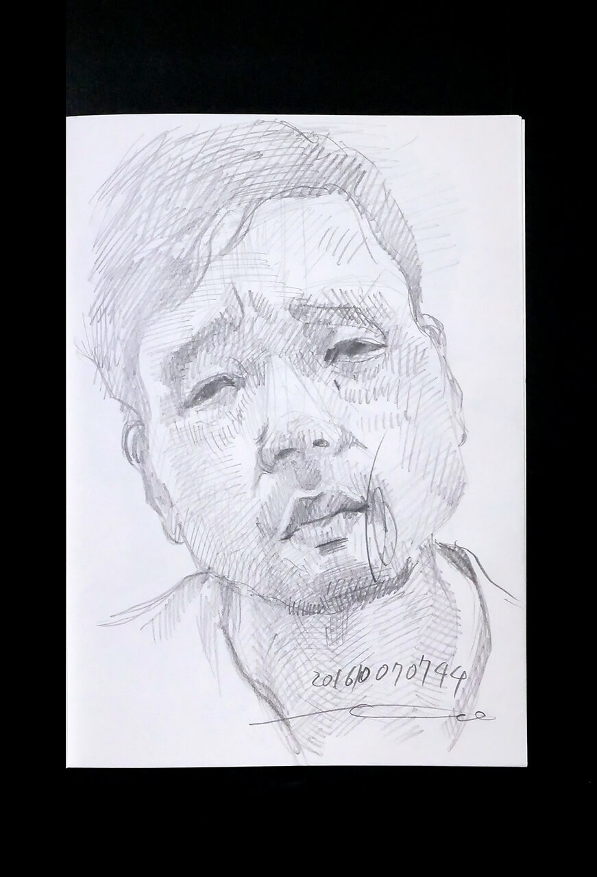Contemporary artist SHINTAKU Tomoni's 2016/10/7 Self-portrait or pencil drawing