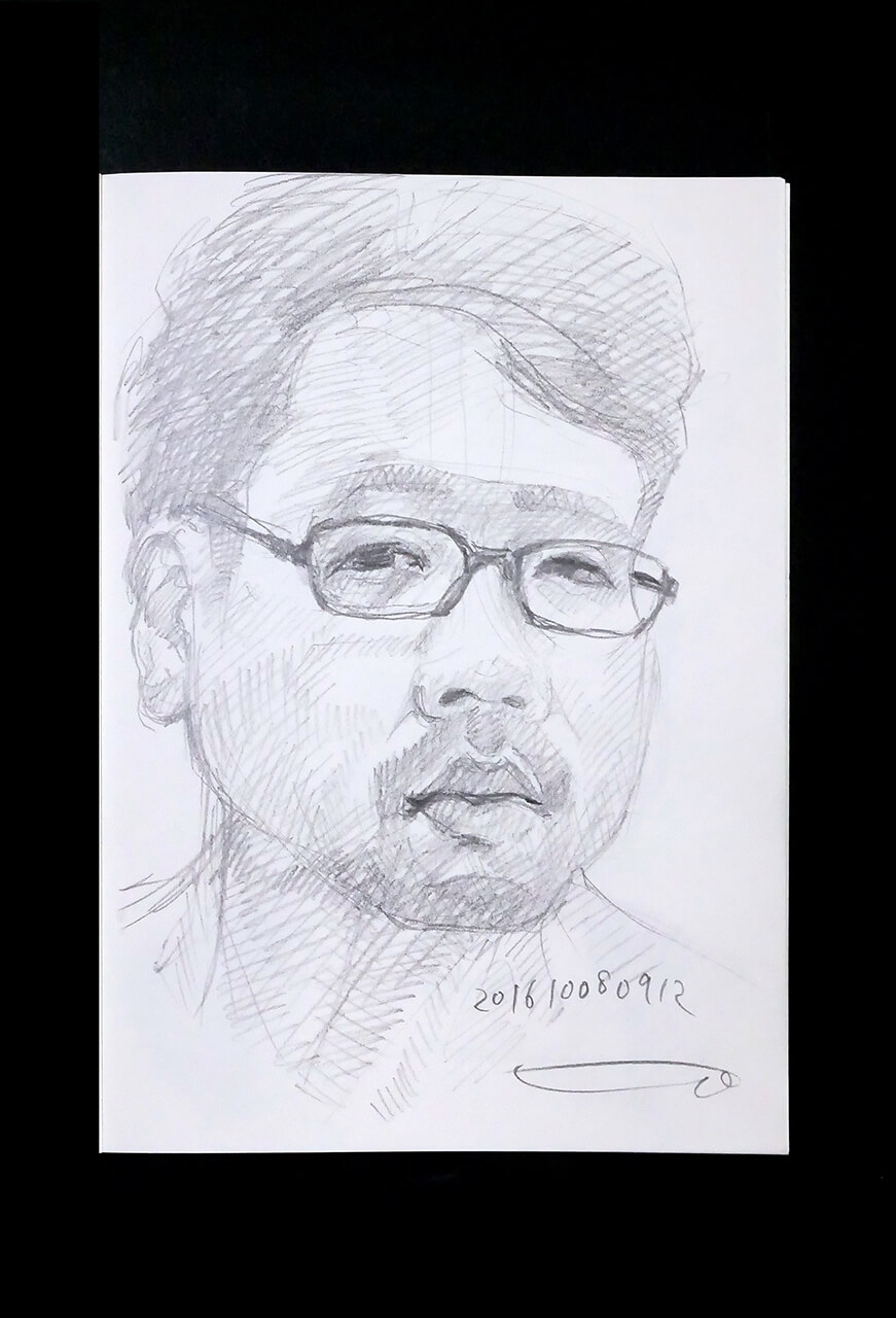 Contemporary artist SHINTAKU Tomoni's 2016/10/8 Self-portrait or pencil drawing