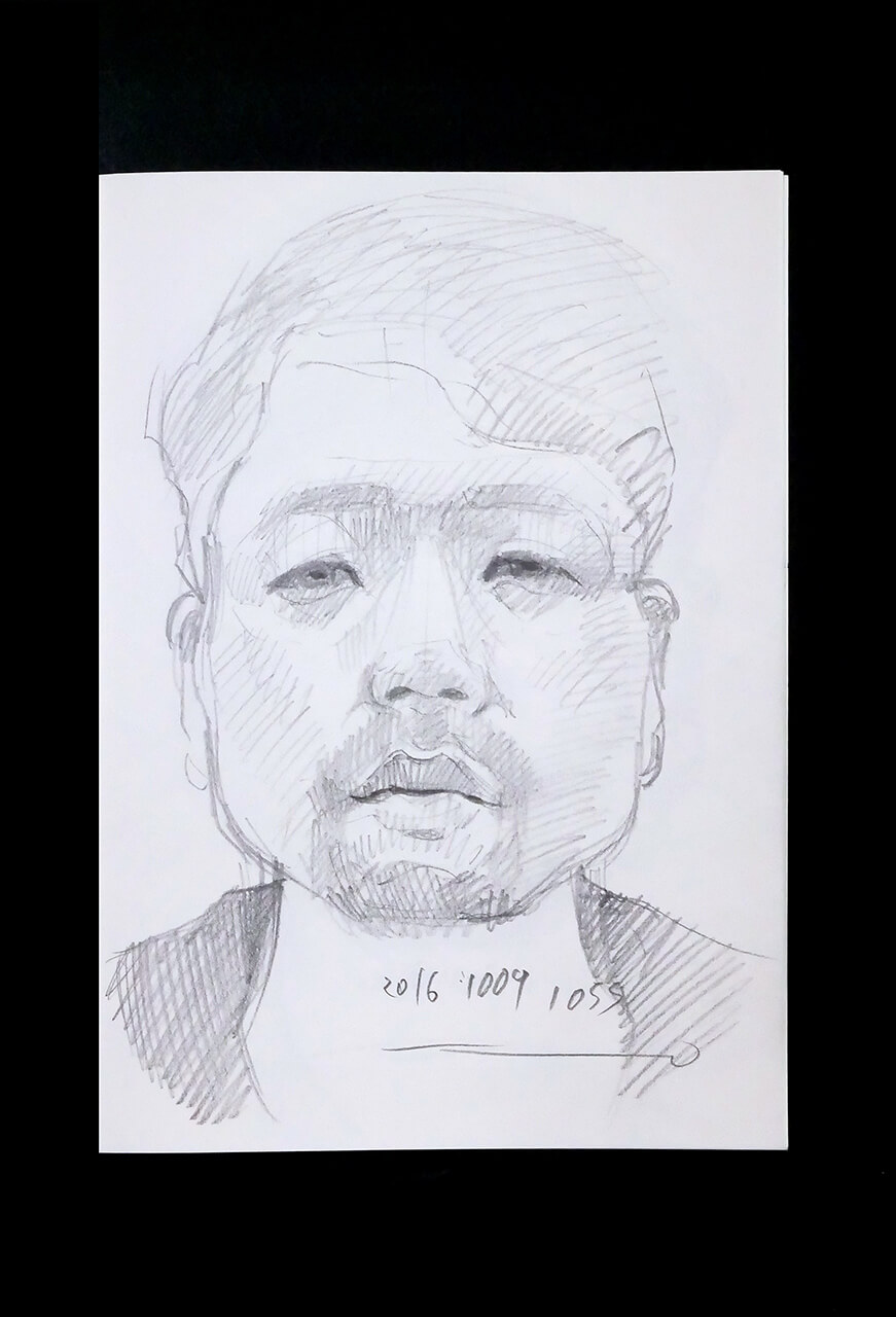 Contemporary artist SHINTAKU Tomoni's 2016/10/9 Self-portrait or pencil drawing