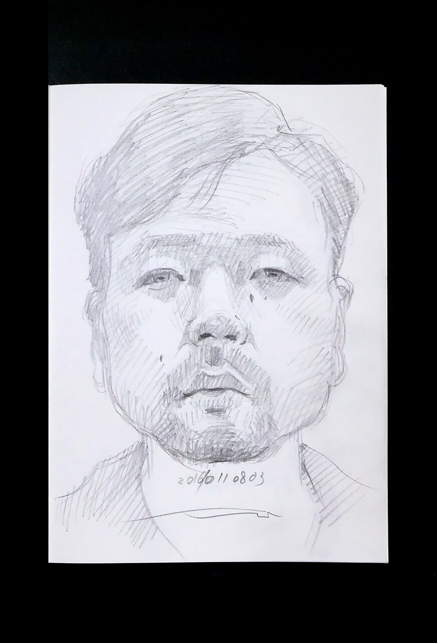 Contemporary artist SHINTAKU Tomoni's 2016/10/11 Self-portrait or pencil drawing