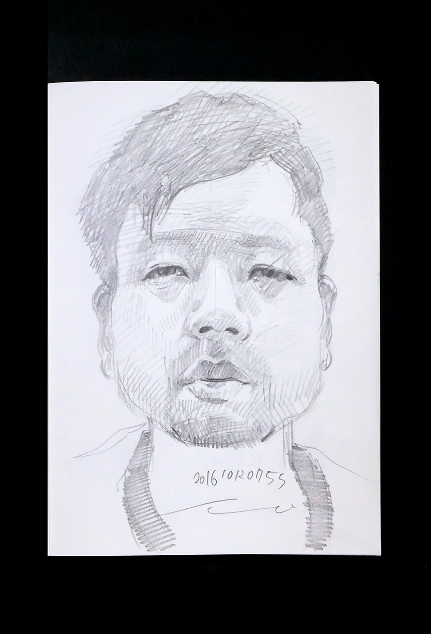 Contemporary artist SHINTAKU Tomoni's 2016/10/12 Self-portrait or pencil drawing