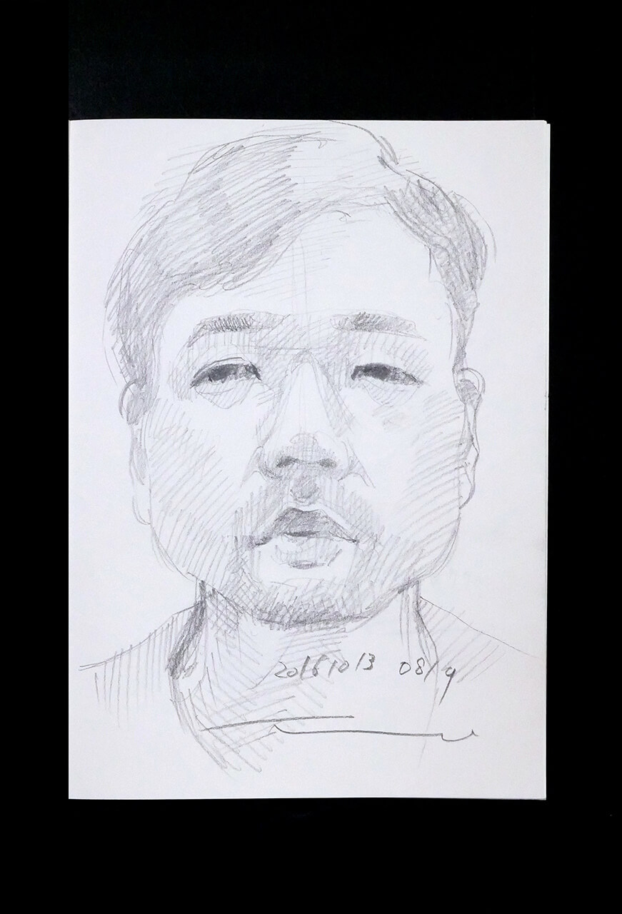 Contemporary artist SHINTAKU Tomoni's 2016/10/13 Self-portrait or pencil drawing