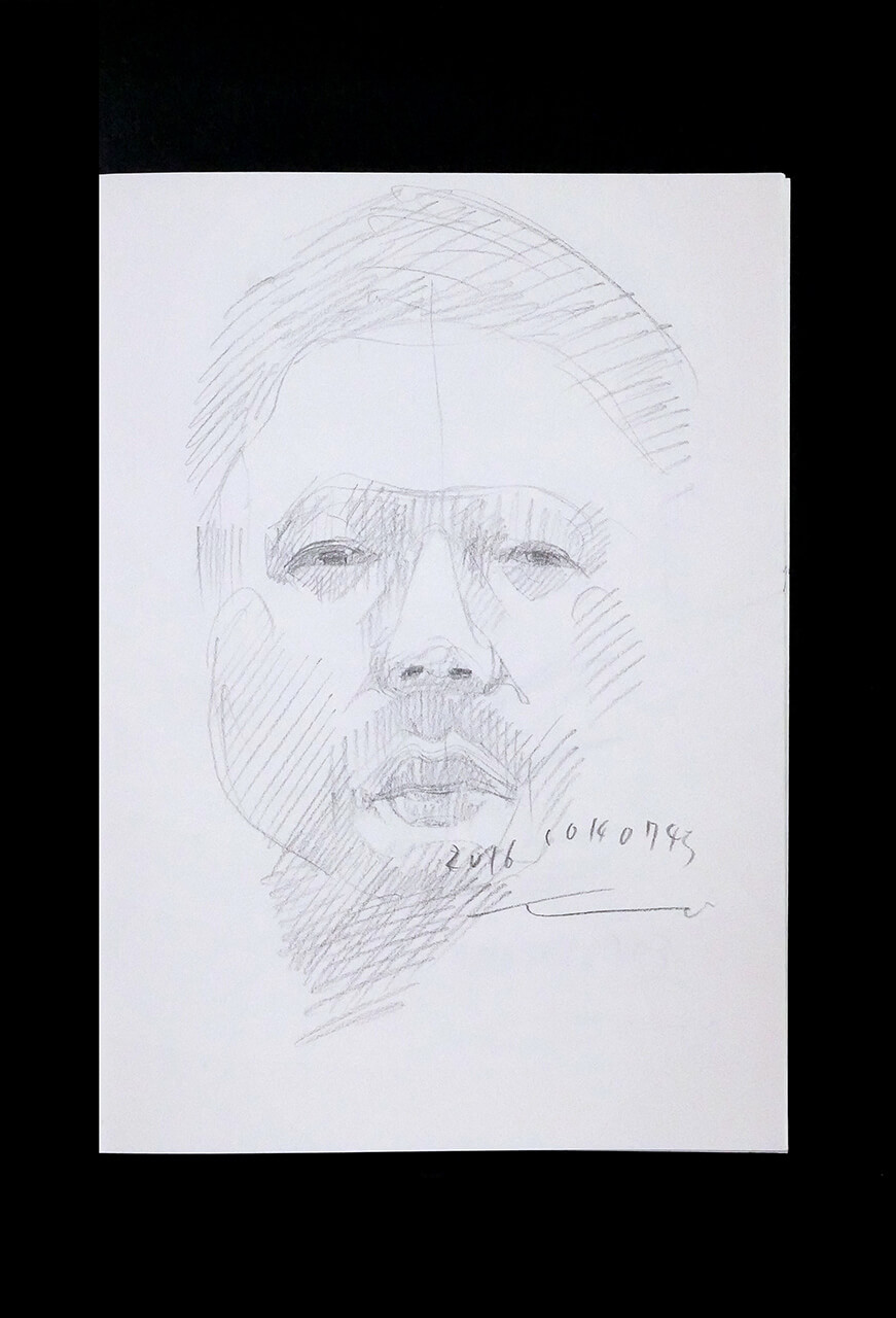Contemporary artist SHINTAKU Tomoni's 2016/10/14 Self-portrait or pencil drawing