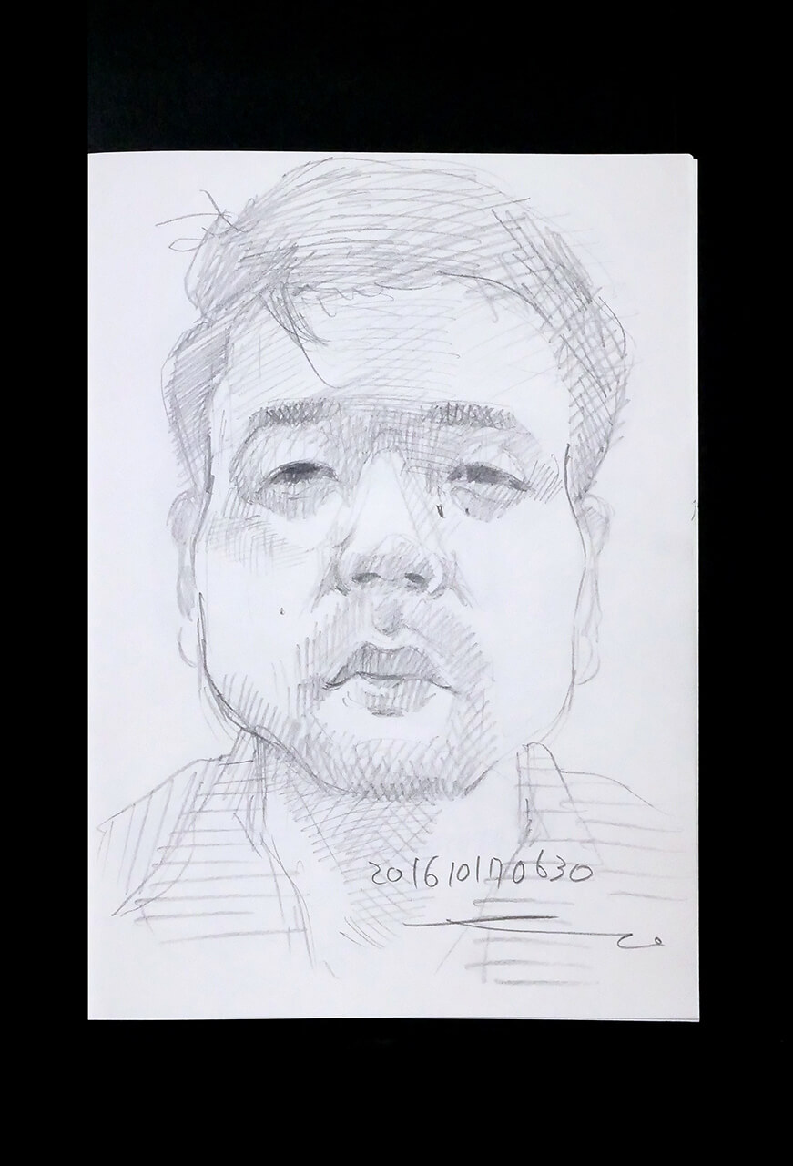 Contemporary artist SHINTAKU Tomoni's 2016/10/17 Self-portrait or pencil drawing