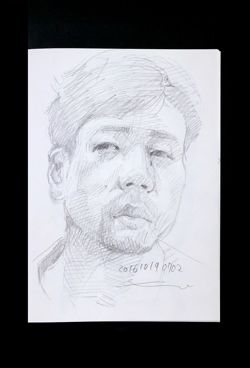 Contemporary artist SHINTAKU Tomoni's 2016/10/19 Self-portrait or pencil drawing