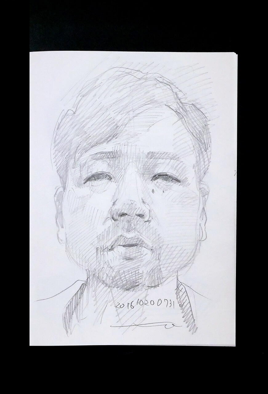 Contemporary artist SHINTAKU Tomoni's 2016/10/20 Self-portrait or pencil drawing