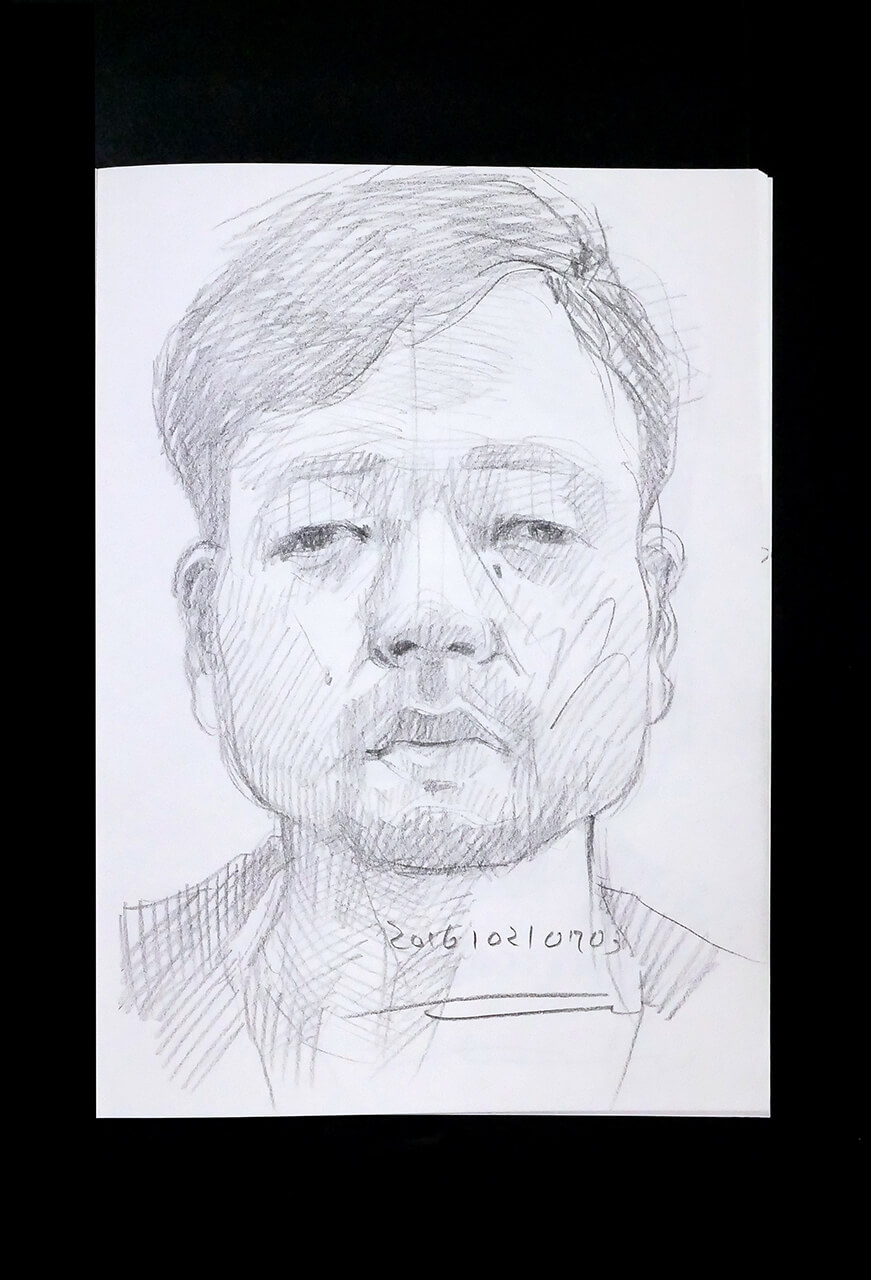 Contemporary artist SHINTAKU Tomoni's 2016/10/21 Self-portrait or pencil drawing