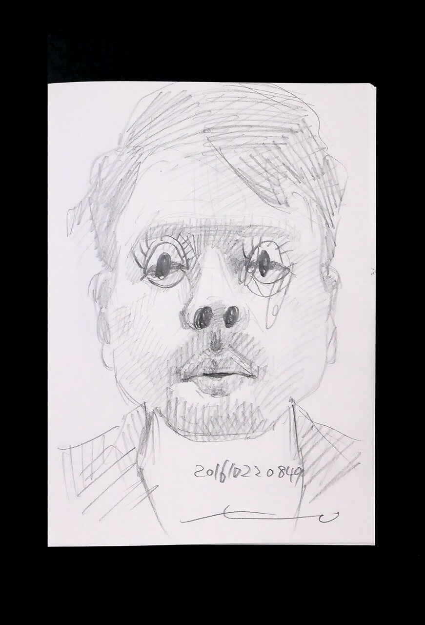 Contemporary artist SHINTAKU Tomoni's 2016/10/22 Self-portrait or pencil drawing