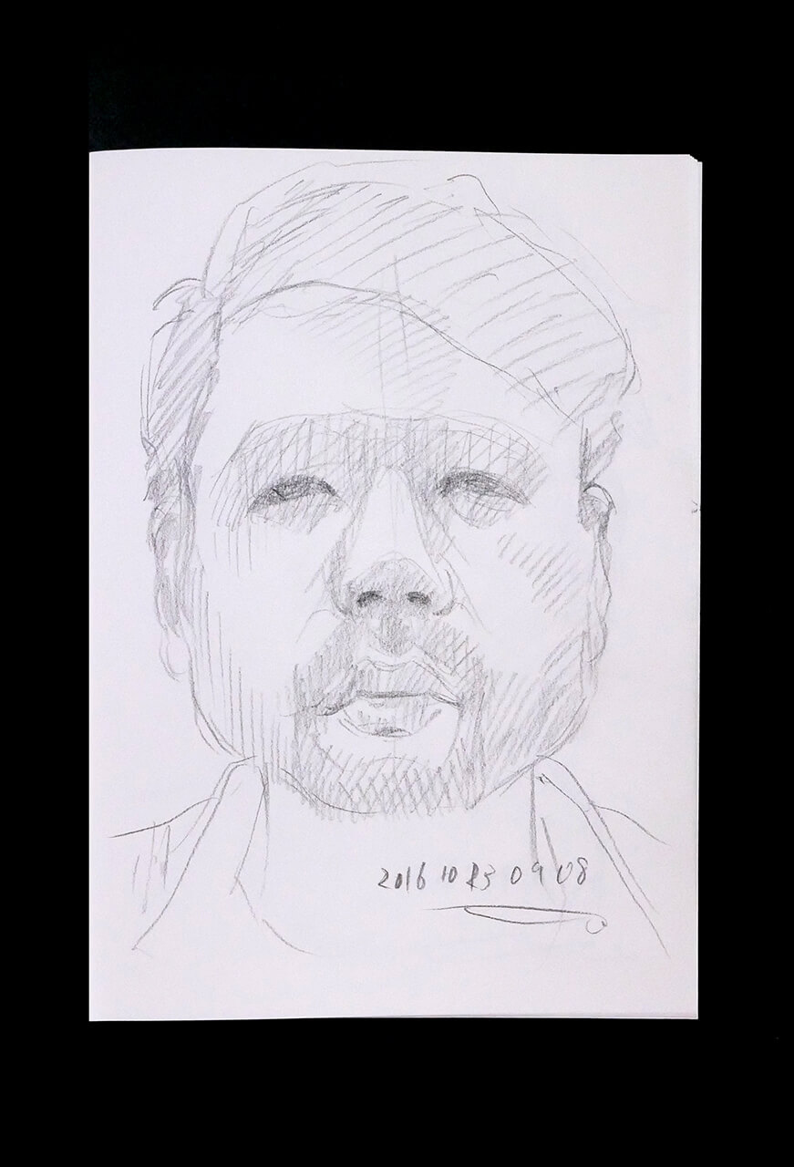 Contemporary artist SHINTAKU Tomoni's 2016/10/23 Self-portrait or pencil drawing