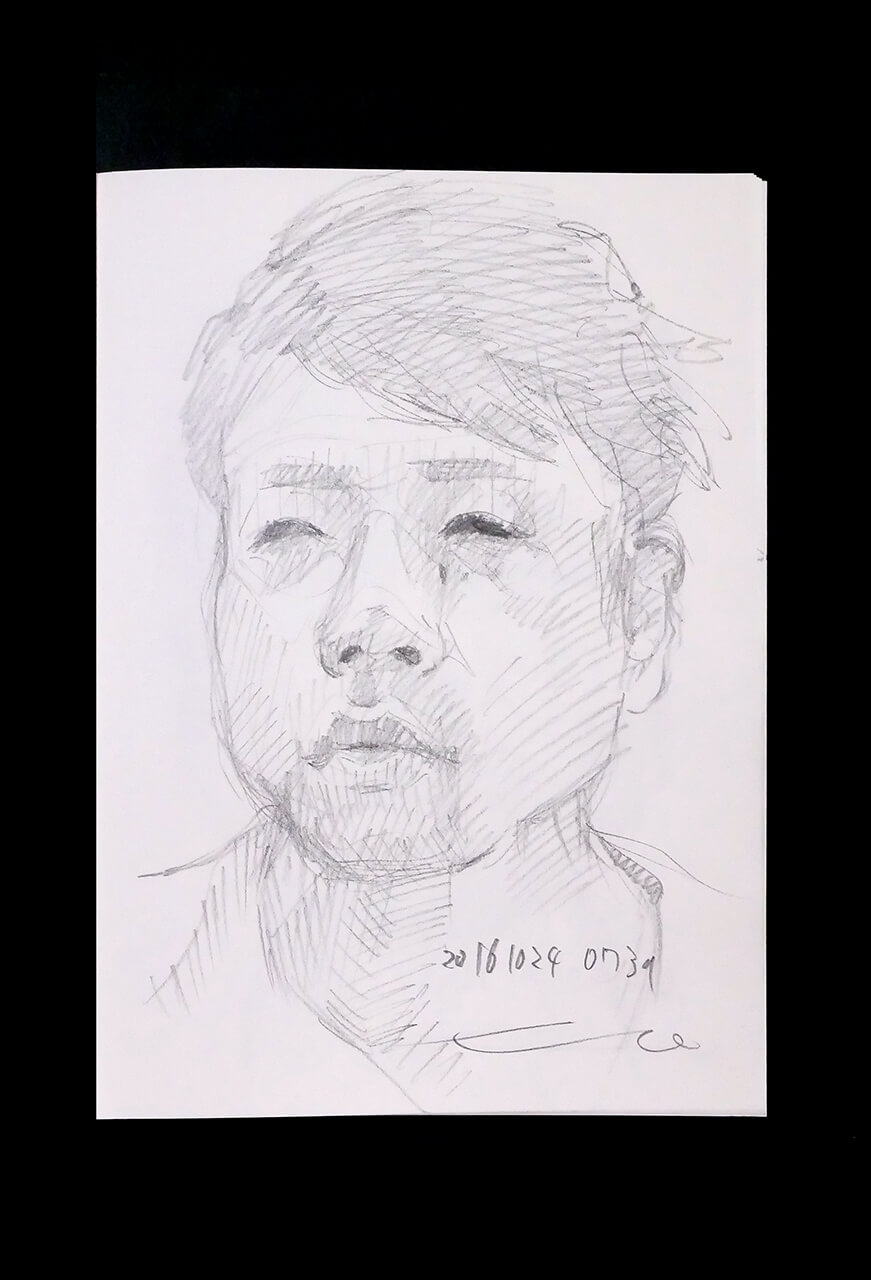 Contemporary artist SHINTAKU Tomoni's 2016/10/24 Self-portrait or pencil drawing