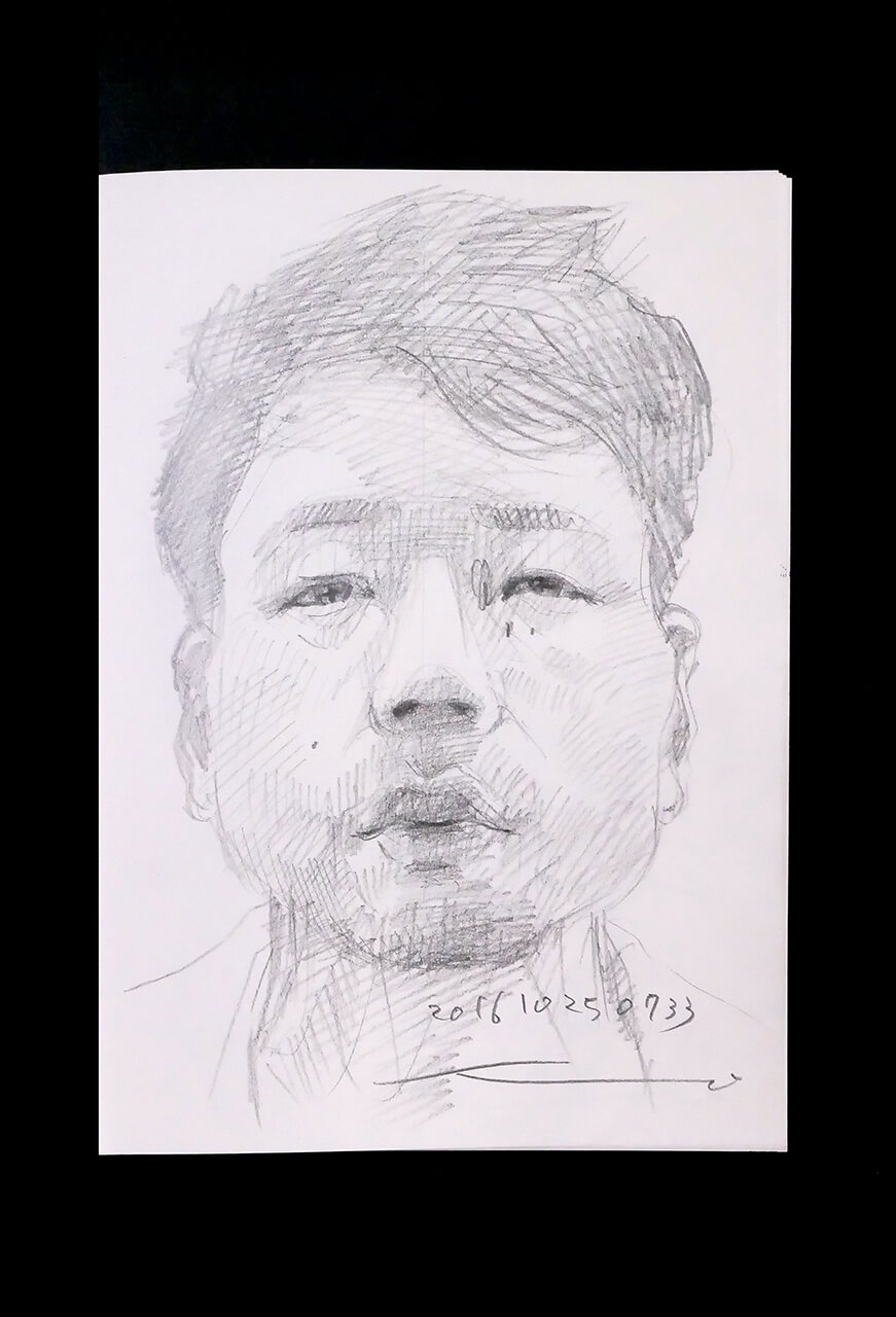 Contemporary artist SHINTAKU Tomoni's 2016/10/25 Self-portrait or pencil drawing