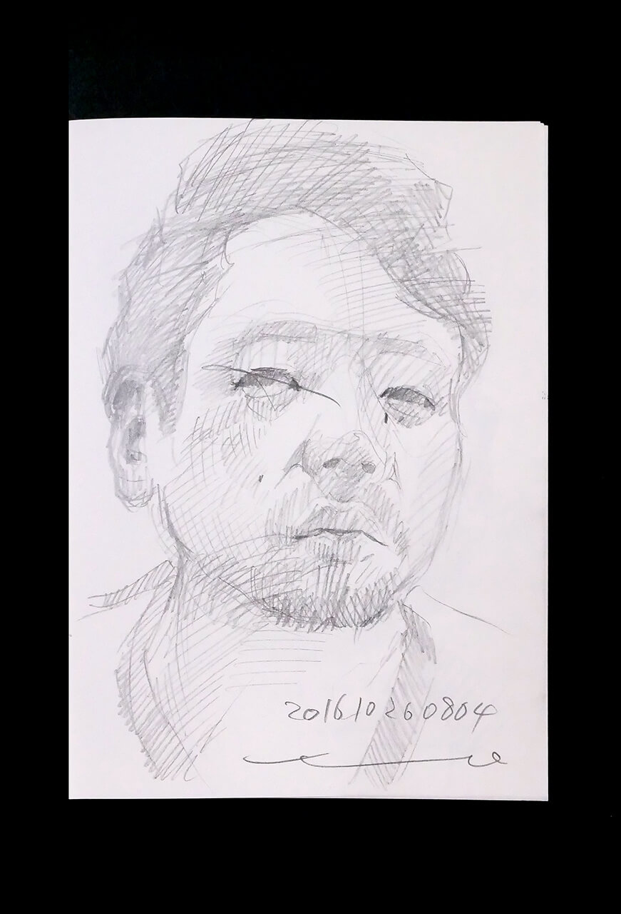Contemporary artist SHINTAKU Tomoni's 2016/10/26 Self-portrait or pencil drawing