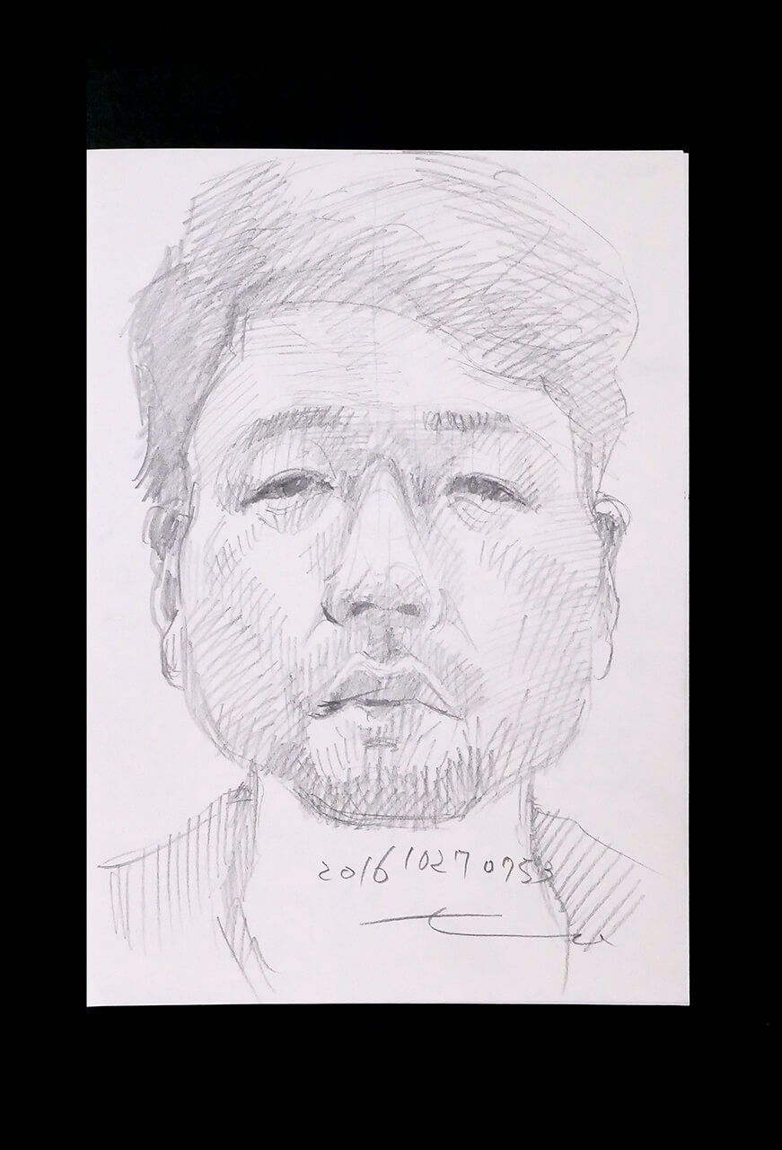 Contemporary artist SHINTAKU Tomoni's 2016/10/27 Self-portrait or pencil drawing