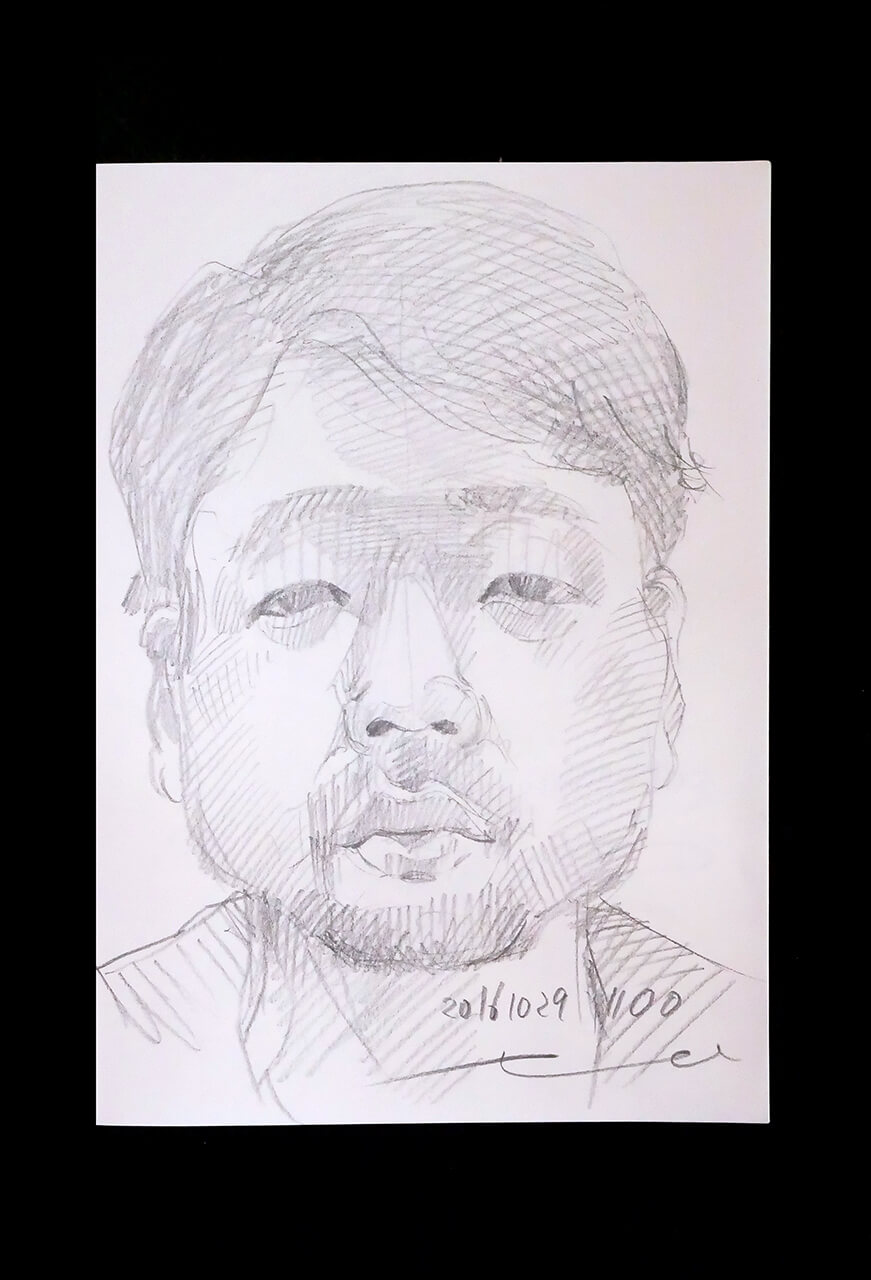 Contemporary artist SHINTAKU Tomoni's 2016/10/29 Self-portrait or pencil drawing