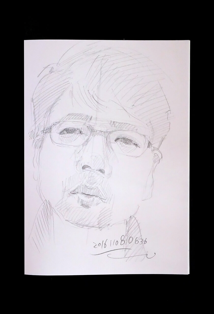 Contemporary artist SHINTAKU Tomoni's 2016/11/8 Self-portrait or pencil drawing