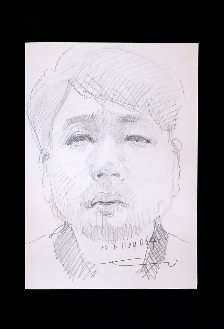 Contemporary artist SHINTAKU Tomoni's 2016/11/9 Self-portrait or pencil drawing