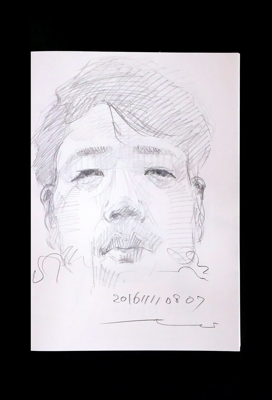 Contemporary artist SHINTAKU Tomoni's 2016/11/11 Self-portrait or pencil drawing