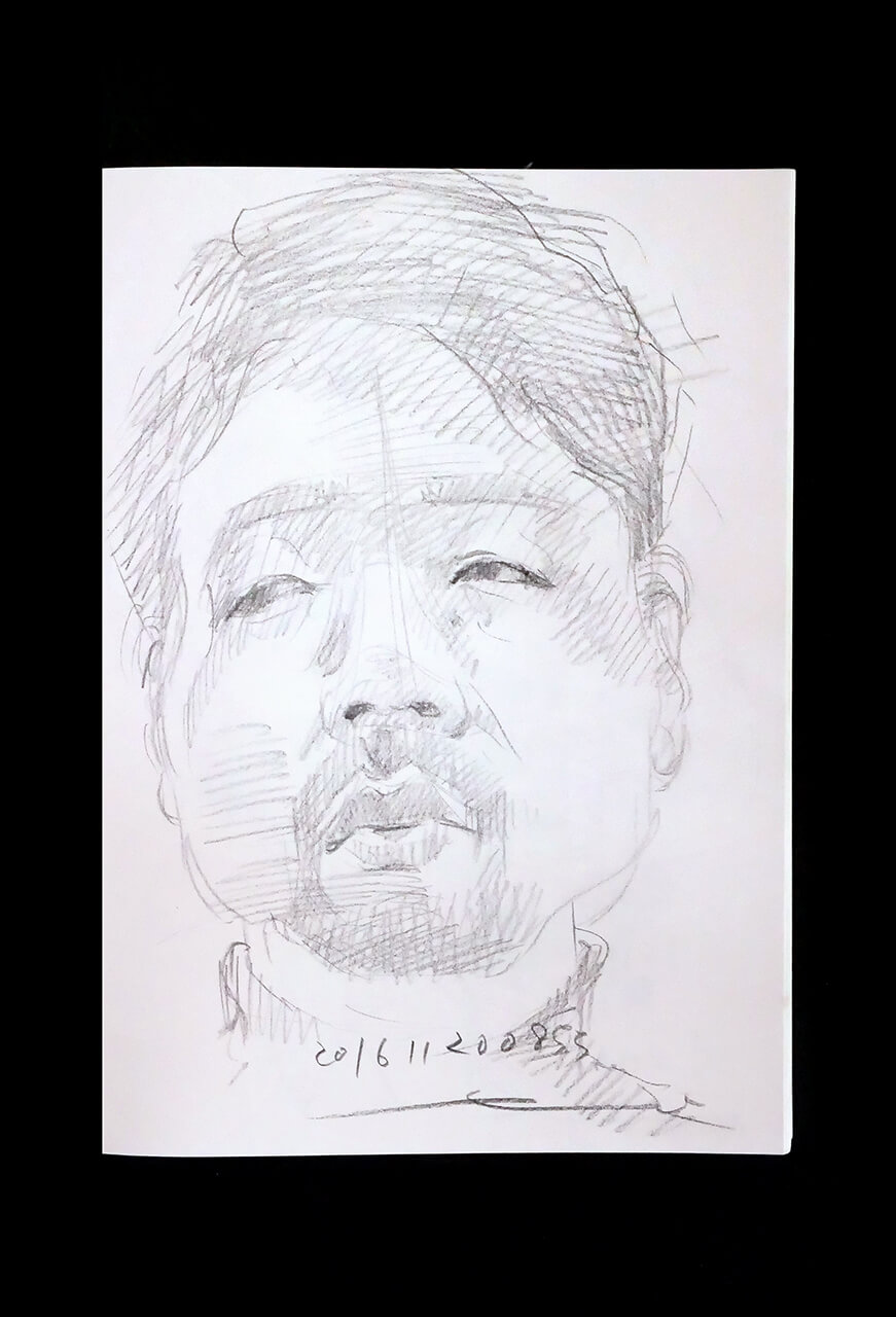 Contemporary artist SHINTAKU Tomoni's 2016/11/12 Self-portrait or pencil drawing